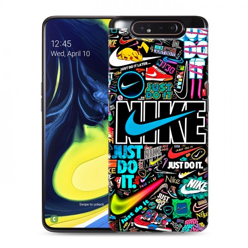 Дизайнерский пластиковый чехол для Samsung Galaxy A80 найк nike черный