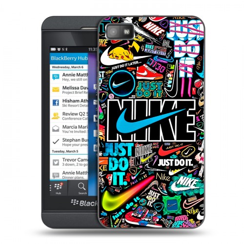 Дизайнерский пластиковый чехол для BlackBerry Z10 найк nike черный
