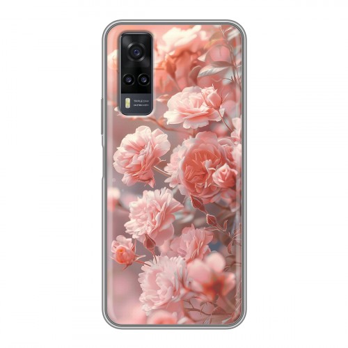 Полупрозрачный дизайнерский пластиковый чехол для Vivo Y31 Розовые розы
