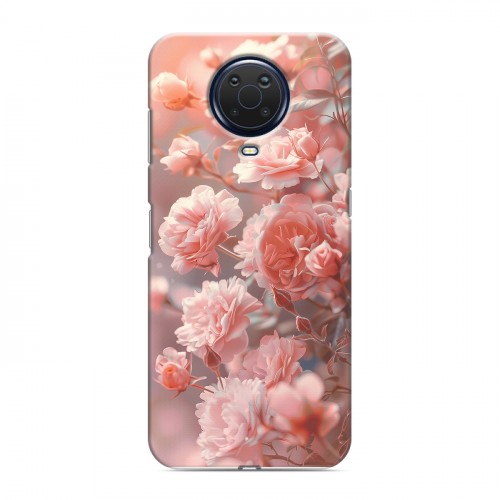 Полупрозрачный дизайнерский силиконовый с усиленными углами чехол для Nokia G20 Розовые розы