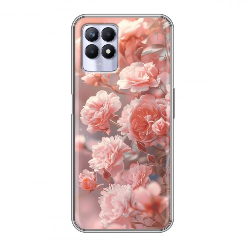 Полупрозрачный дизайнерский силиконовый чехол для Realme 8i Розовые розы