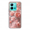 Полупрозрачный дизайнерский пластиковый чехол для Vivo V25 Розовые розы