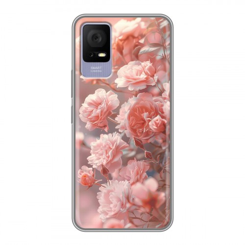 Полупрозрачный дизайнерский пластиковый чехол для TCL 405 Розовые розы