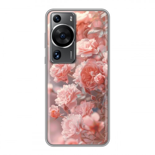 Полупрозрачный дизайнерский пластиковый чехол для Huawei P60 Розовые розы