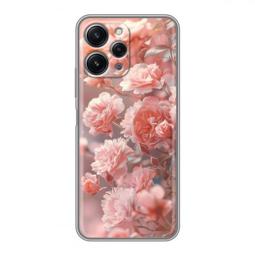 Полупрозрачный дизайнерский пластиковый чехол для Xiaomi RedMi 12 Розовые розы