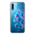 Полупрозрачный дизайнерский пластиковый чехол для Samsung Galaxy A50 голубые орхидеи