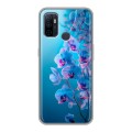 Полупрозрачный дизайнерский силиконовый чехол для OPPO A53 голубые орхидеи
