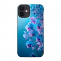 Полупрозрачный дизайнерский силиконовый с усиленными углами чехол для Iphone 12 Mini голубые орхидеи