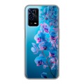 Полупрозрачный дизайнерский силиконовый с усиленными углами чехол для OPPO A55 голубые орхидеи