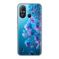Полупрозрачный дизайнерский пластиковый чехол для Itel A49 голубые орхидеи