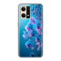 Полупрозрачный дизайнерский силиконовый чехол для OPPO Reno7 голубые орхидеи