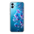 Полупрозрачный дизайнерский силиконовый чехол для Samsung Galaxy A04e голубые орхидеи