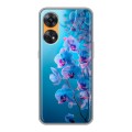 Полупрозрачный дизайнерский пластиковый чехол для OPPO Reno8 T голубые орхидеи