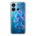 Полупрозрачный дизайнерский силиконовый чехол для Infinix Smart 7 голубые орхидеи
