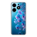 Полупрозрачный дизайнерский силиконовый с усиленными углами чехол для Tecno Spark 10 голубые орхидеи