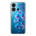 Полупрозрачный дизайнерский пластиковый чехол для Itel P40 голубые орхидеи