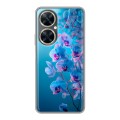 Полупрозрачный дизайнерский пластиковый чехол для Huawei Nova 11i голубые орхидеи