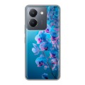 Полупрозрачный дизайнерский пластиковый чехол для Vivo Y36 голубые орхидеи