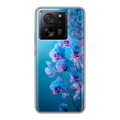 Полупрозрачный дизайнерский пластиковый чехол для Xiaomi 13T голубые орхидеи