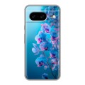 Полупрозрачный дизайнерский пластиковый чехол для Google Pixel 8 голубые орхидеи