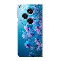 Полупрозрачный дизайнерский пластиковый чехол для OPPO Find N3 голубые орхидеи