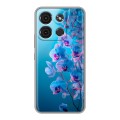 Полупрозрачный дизайнерский пластиковый чехол для Itel A60s голубые орхидеи
