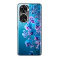 Полупрозрачный дизайнерский пластиковый чехол для Huawei Nova 11 SE голубые орхидеи