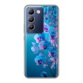 Полупрозрачный дизайнерский пластиковый чехол для Vivo V30 Lite голубые орхидеи