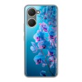 Полупрозрачный дизайнерский пластиковый чехол для Vivo Y03 голубые орхидеи