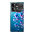 Полупрозрачный дизайнерский пластиковый чехол для Tecno Pova 6 голубые орхидеи