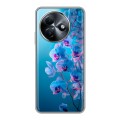 Полупрозрачный дизайнерский пластиковый чехол для Itel S24 голубые орхидеи