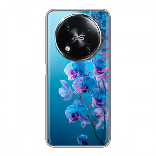 Полупрозрачный дизайнерский пластиковый чехол для Itel RS4 голубые орхидеи