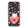 Полупрозрачный дизайнерский пластиковый чехол для Huawei Honor 8s котенок и сердечко