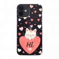 Полупрозрачный дизайнерский силиконовый с усиленными углами чехол для Iphone 12 Mini котенок и сердечко