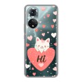 Полупрозрачный дизайнерский силиконовый чехол для Huawei Honor 50 котенок и сердечко