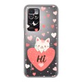 Полупрозрачный дизайнерский силиконовый чехол для Xiaomi Redmi 10 котенок и сердечко