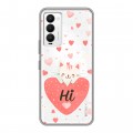 Полупрозрачный дизайнерский силиконовый с усиленными углами чехол для Tecno Camon 18 котенок и сердечко
