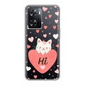 Полупрозрачный дизайнерский пластиковый чехол для OPPO A57s котенок и сердечко
