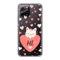 Полупрозрачный дизайнерский пластиковый чехол для Huawei Nova Y61 котенок и сердечко