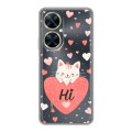 Полупрозрачный дизайнерский пластиковый чехол для Huawei Nova 11i котенок и сердечко