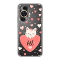 Полупрозрачный дизайнерский силиконовый чехол для Huawei Nova 11 котенок и сердечко