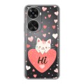Полупрозрачный дизайнерский пластиковый чехол для Huawei Nova 11 SE котенок и сердечко