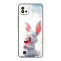 Полупрозрачный дизайнерский силиконовый чехол для Realme C20 кролик зайчик