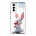 Полупрозрачный дизайнерский силиконовый с усиленными углами чехол для Tecno Camon 18 кролик зайчик