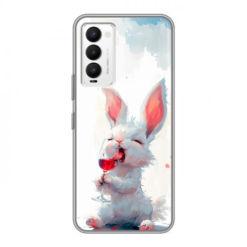 Полупрозрачный дизайнерский силиконовый с усиленными углами чехол для Tecno Camon 18 кролик зайчик