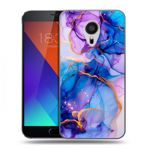 Дизайнерский пластиковый чехол для Meizu MX5 синий мрамор