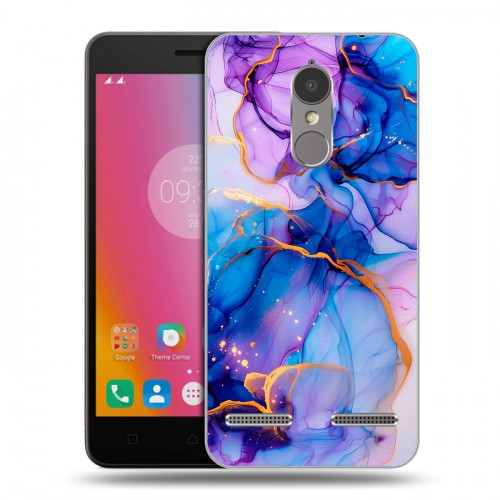 Дизайнерский пластиковый чехол для Lenovo K6 синий мрамор