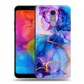 Дизайнерский пластиковый чехол для LG Q7 синий мрамор