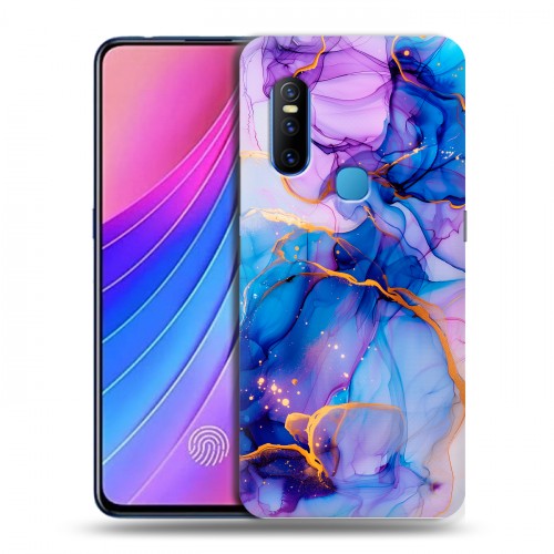 Дизайнерский пластиковый чехол для Vivo V15 синий мрамор