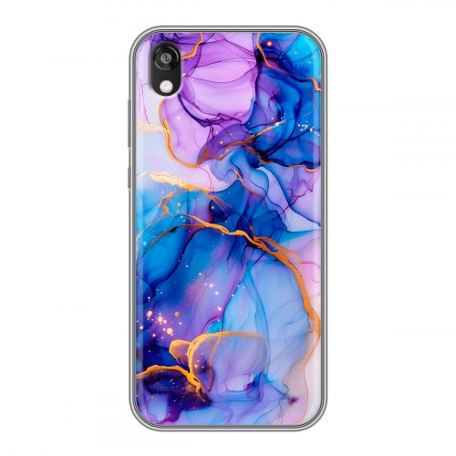 Дизайнерский силиконовый чехол для Huawei Honor 8s синий мрамор